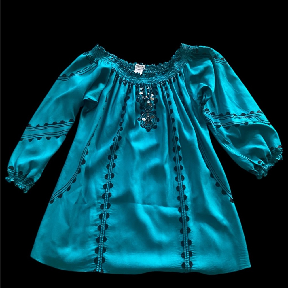 Krista Lee Teal Embroidered Top